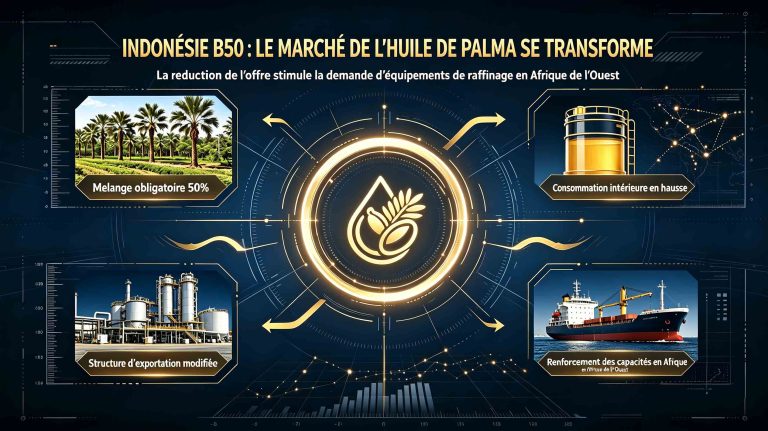 L’Indonésie applique intégralement le mandat de biodiesel B50 à compter du 1er juillet ; l’offre mondiale d’huile de palme se restreint et les commandes d’équipements de raffinage pour l’Afrique de l’Ouest explosent